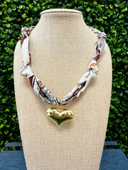 Bold Heart Scarf Necklace