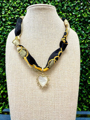 Golden Heart Scarf Necklace