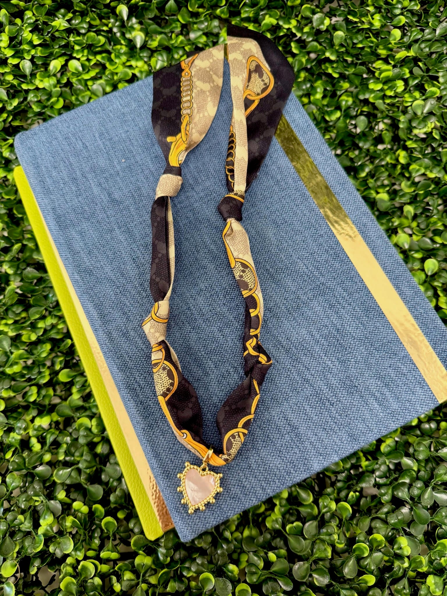 Golden Heart Scarf Necklace