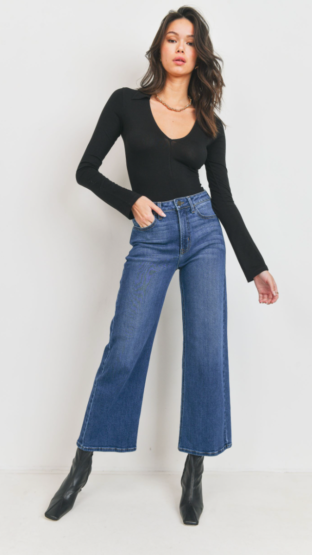 The Slim Wide Leg Jean (dark wash)