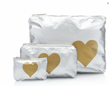 Silver with Gold Heart~Set of 3 Travel Pack