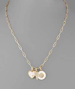 Heart & Disc Charm Necklace