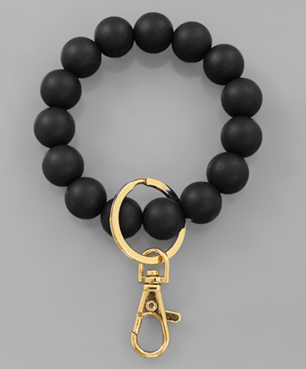 Silicone Ball Keychain Bracelet (black)
