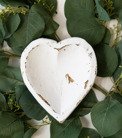 Wood Heart Dough Bowl (white)