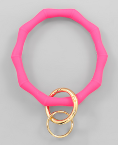 Bamboo Silicone Keyring Bracelet (pink)