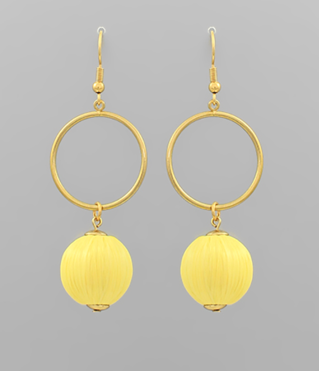 Raffia Ball Earring (yellow)