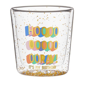 "Hooray Birthday" Glass