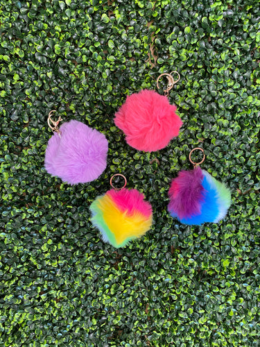 Multi Color Fur Pom Keychain